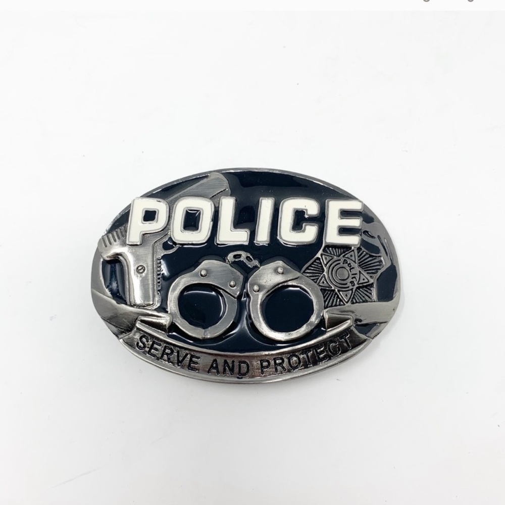 Vintage Police Belt Buckle Serve And Protect